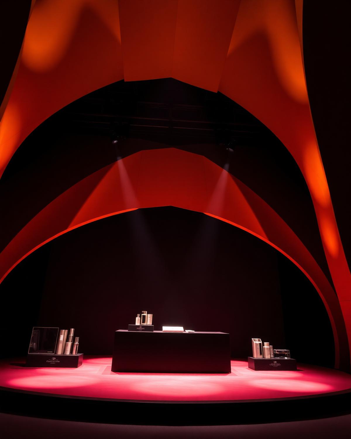 Sculptural stage design for a luxury brand campaign